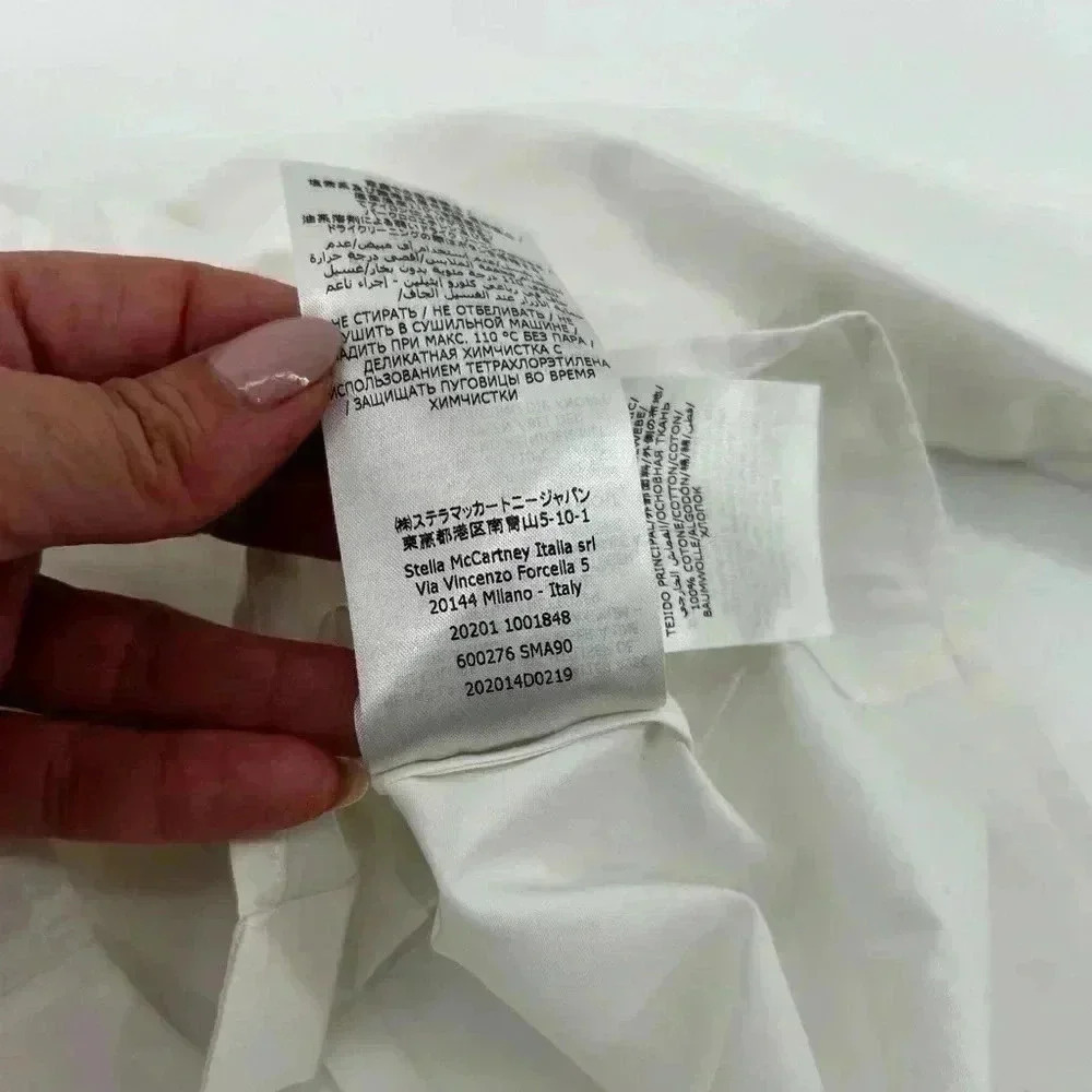 Stella McCartney Collarless Button Down Blouse Wh… - image 6